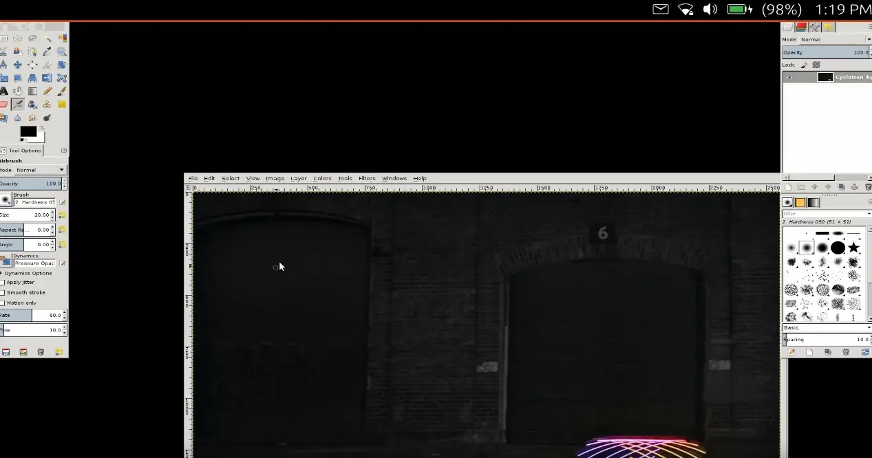 Ve la ejecución de Gimp en un Nexus 7 con Ubuntu Phone