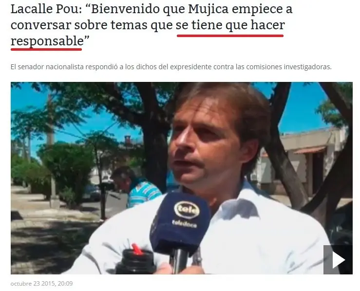 Uruguay - Lacalle Pou; Mujica se tiene que hacer responsable