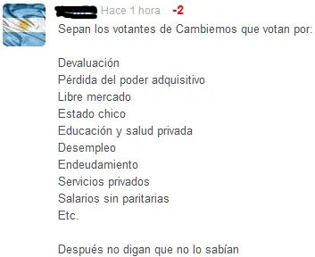 Sepan los votantes de CAMBIEMOS...