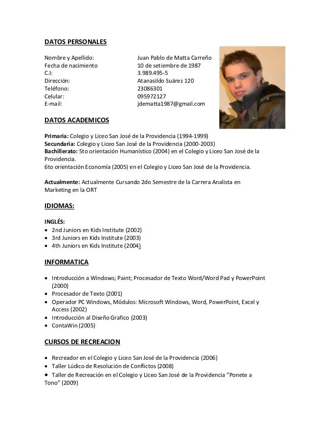 Sos K ? mira como es un Curriculum Vitae