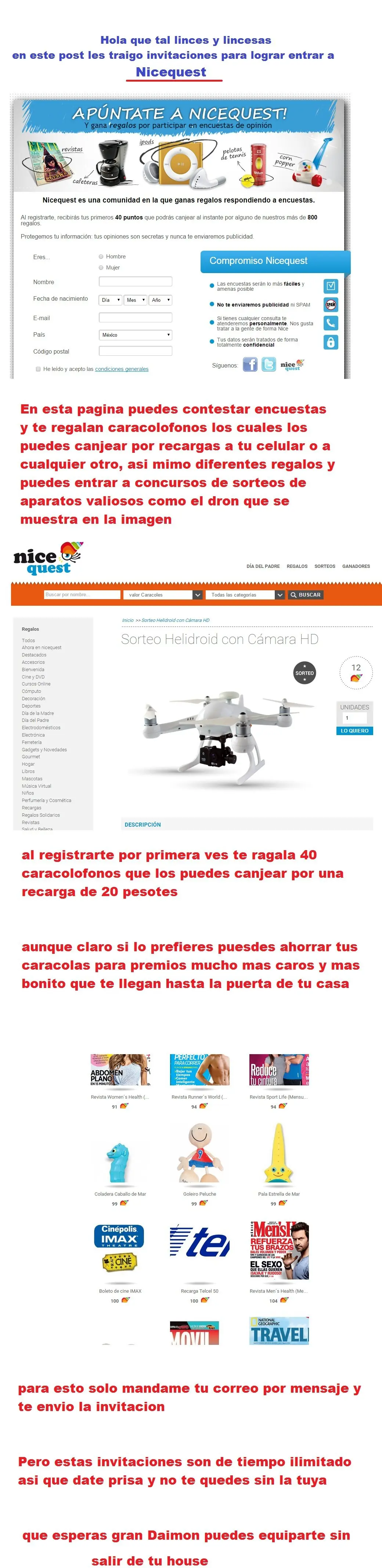 Ultimos links para regitrarse en Nicequest