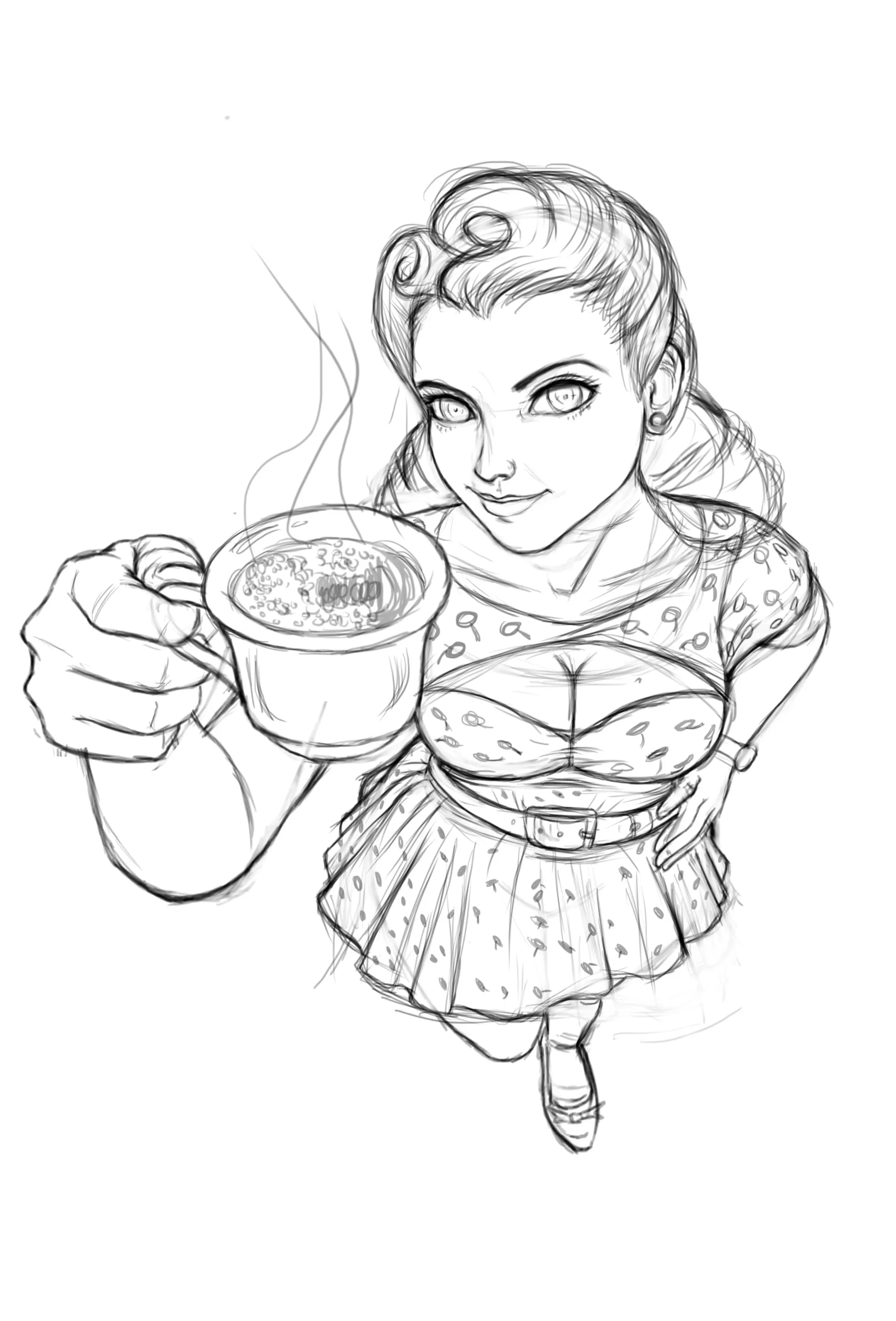 ilustracion años 40 para un cafe