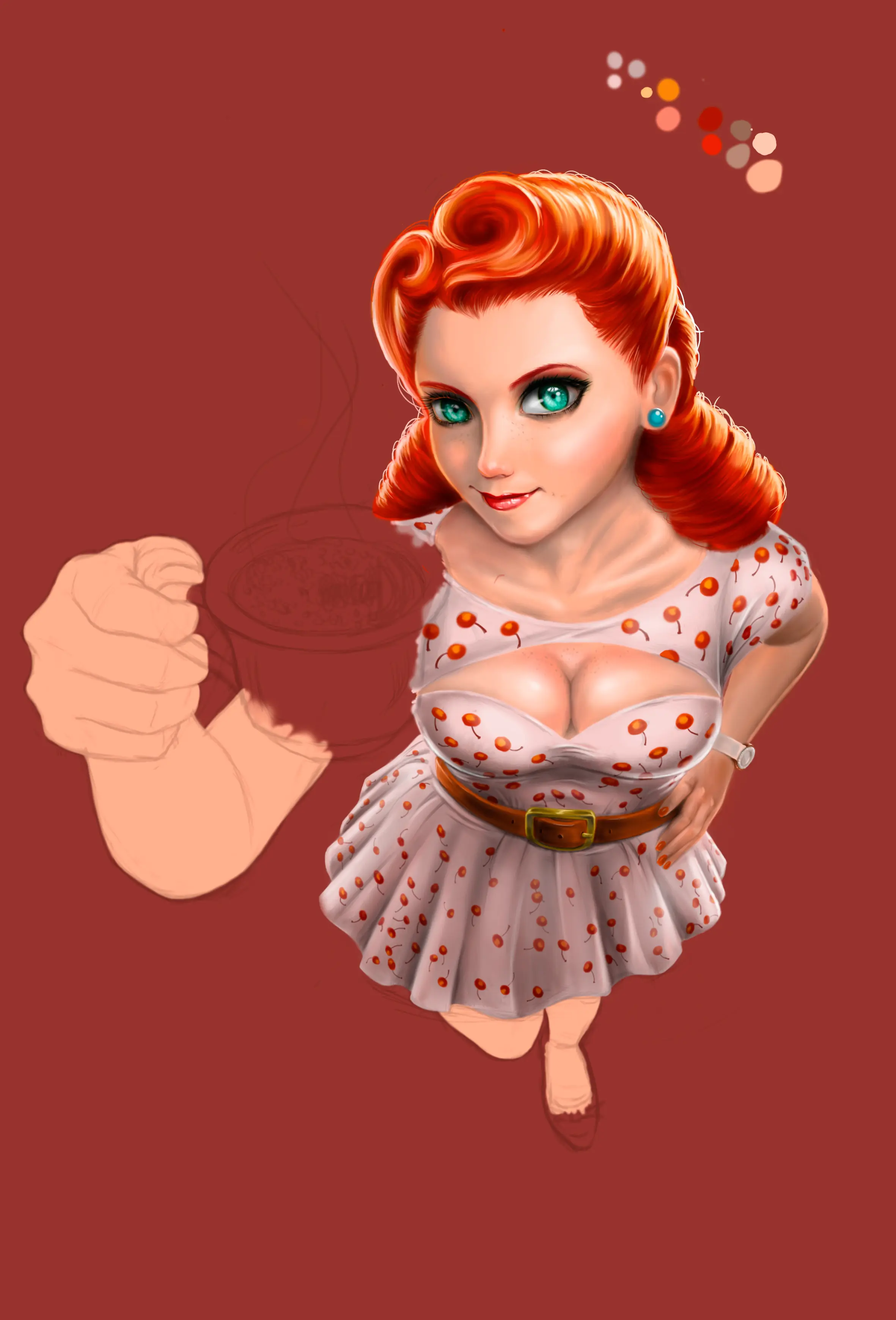 ilustracion años 40 para un cafe