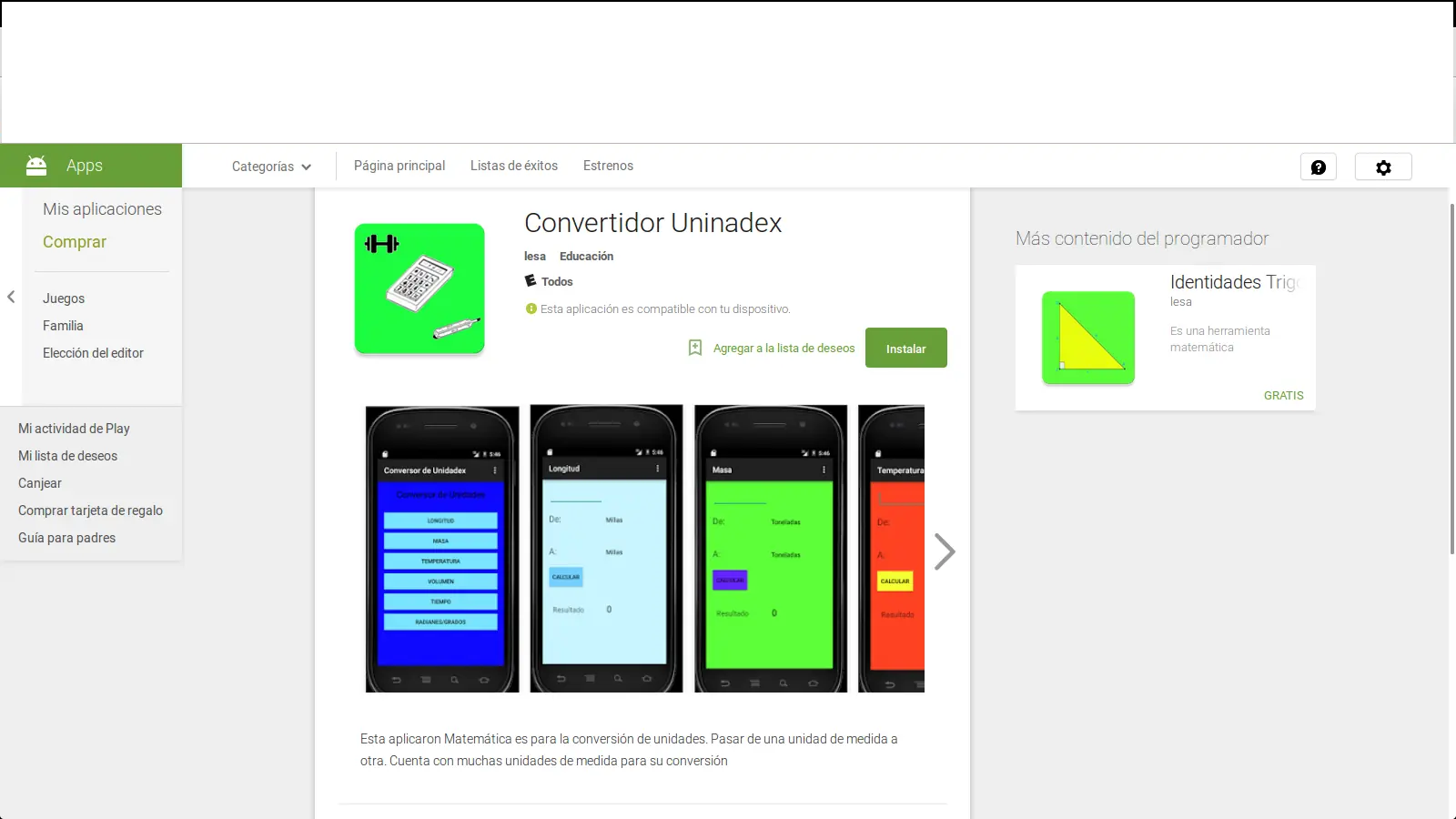 Apps Matematicas Convertidor e Indentidades