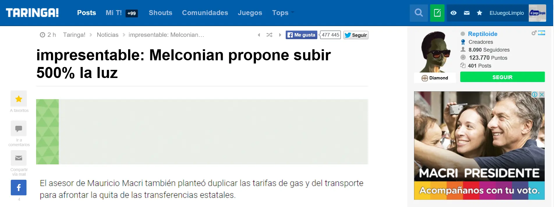 Desmintiendo: Melconian propone subir 500% la luz