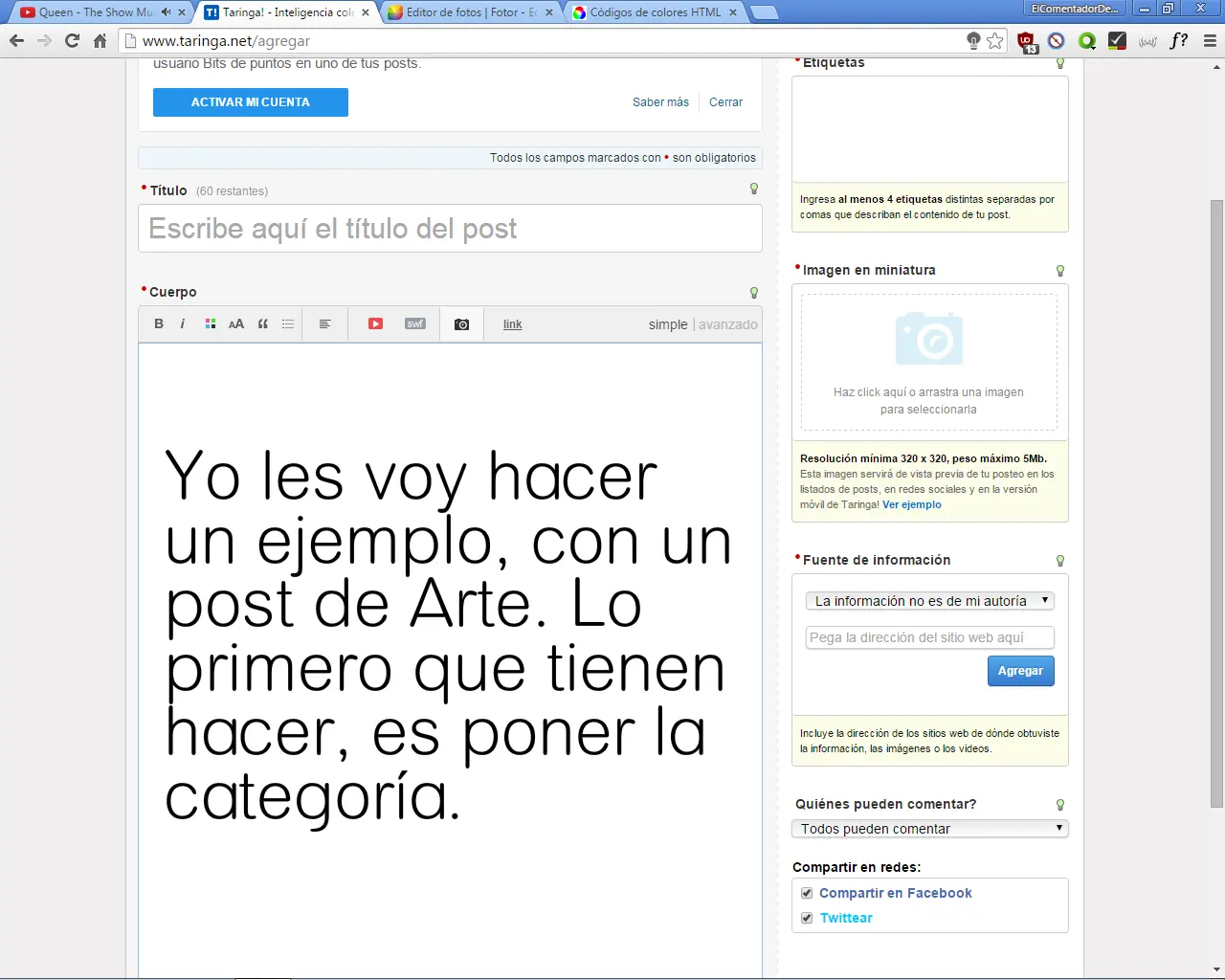 ensenar a crear
