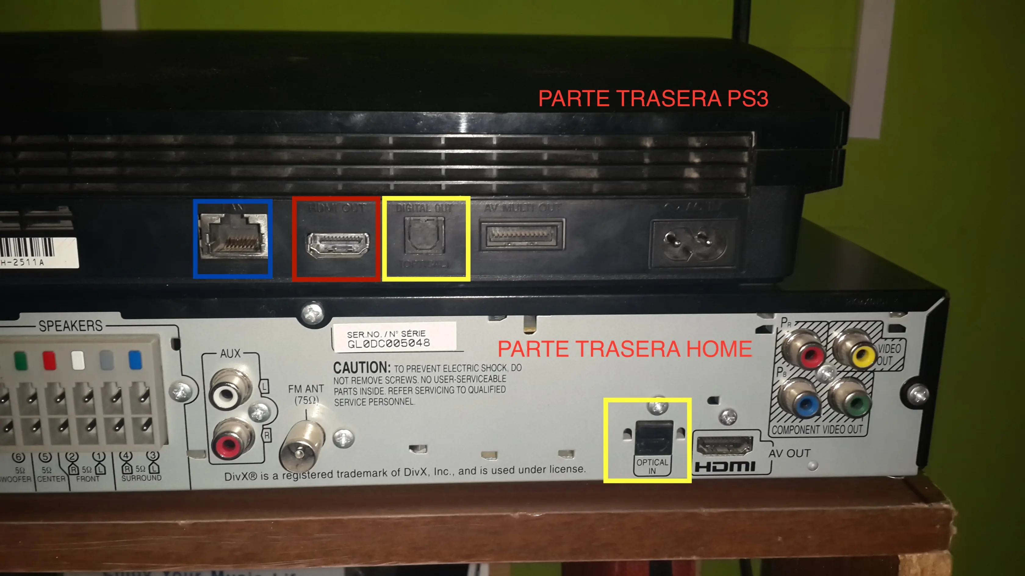 coneccion home theater tv