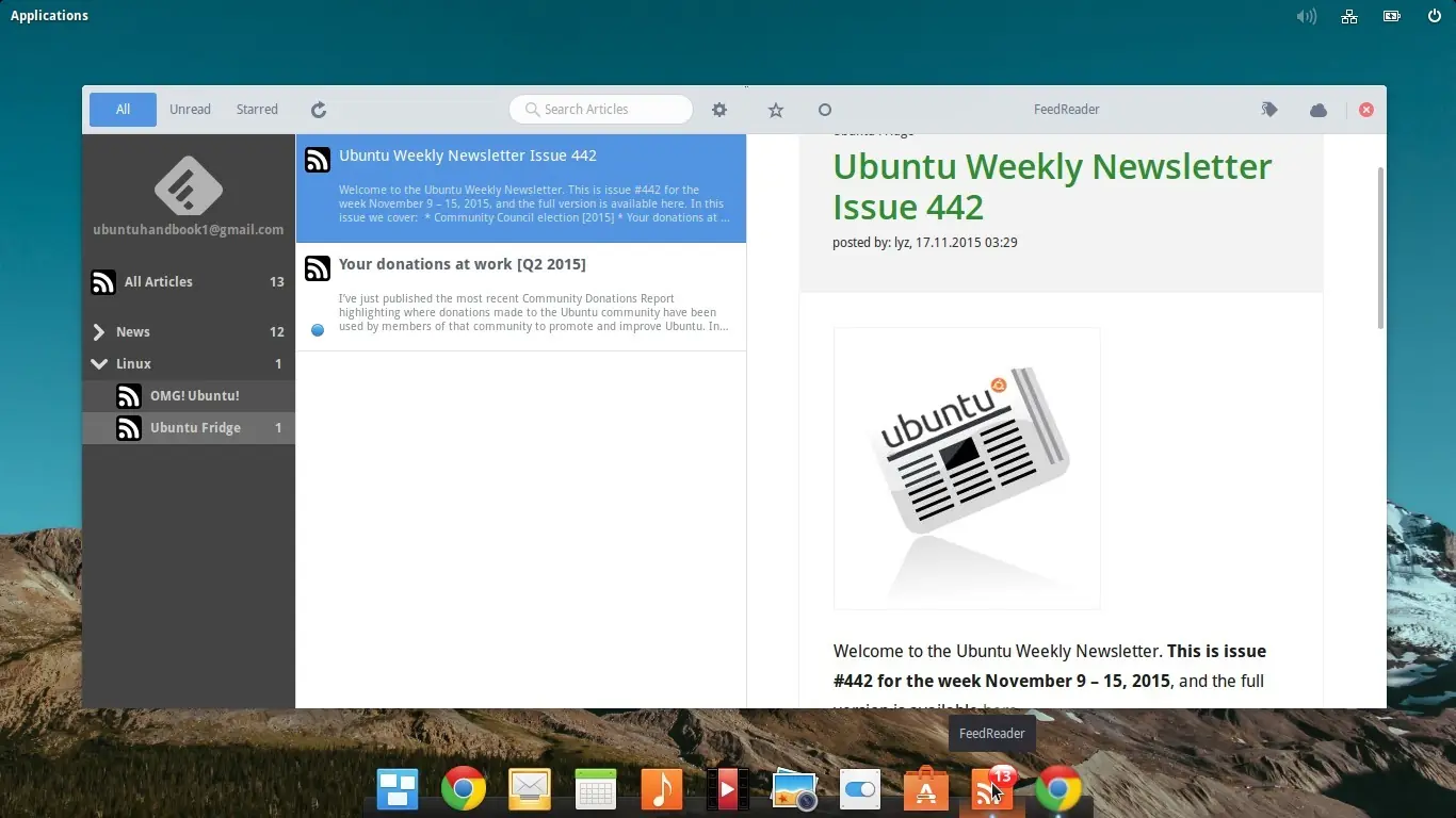 Cómo instalar FeedReader en Ubuntu 15.10