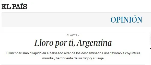 Lloro por ti Argentina.Editorial de un diario progre español