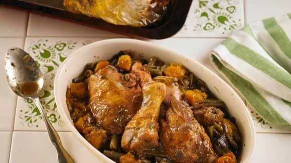 Pollo al horno con calabazas