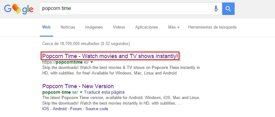 Descarga peliculas y series gratis [Popcorn Time]