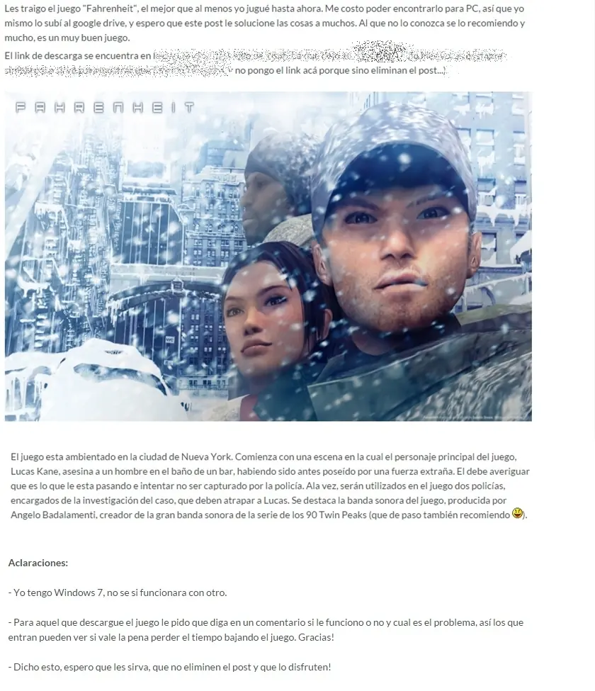Fahrenheit: Un Juegazo