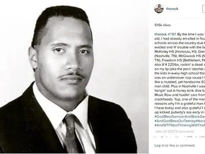 La facha de Dwayne Jhonson a los 16 año