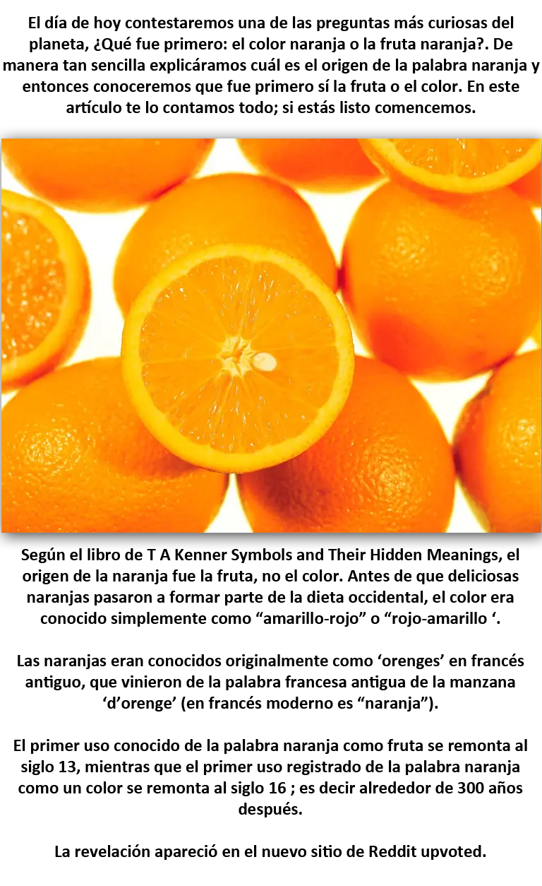 ¿Qué fue primero: el color naranja o la fruta naranja?