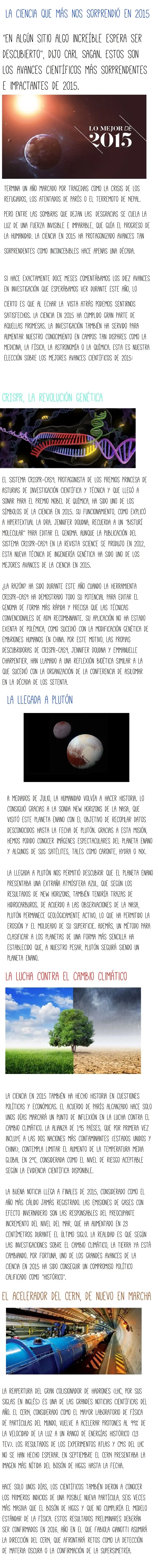 La ciencia que más nos sorprendió en 2015