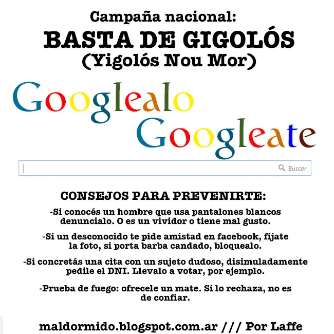 Lanzan campaña: "Basta de Gigolós"