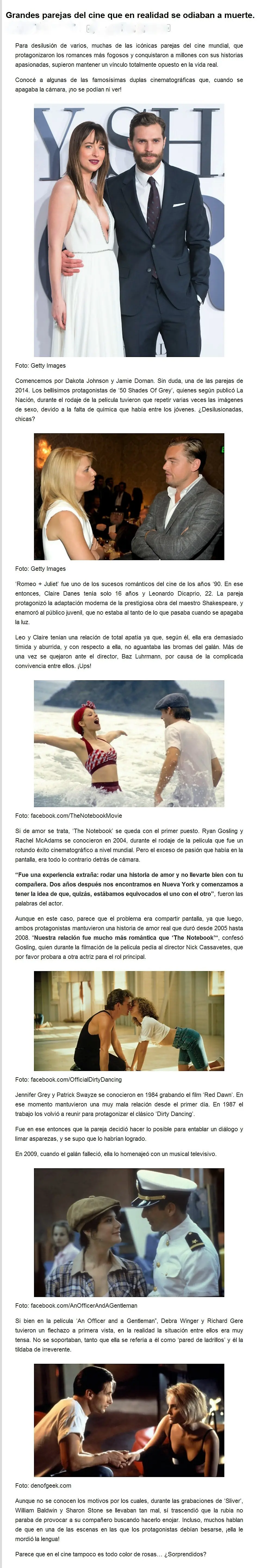 parejas del cine que en realidad se odiaban