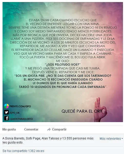 Una página de face me robó mi historia y tiene 16.500 likes