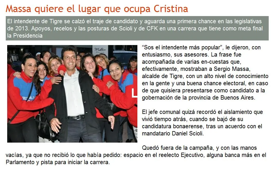 Massa quiere el lugar que ocupa Cristina