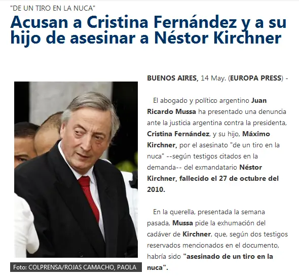 Piden exhumacion y autopsia de Nestor Kirchner