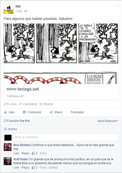 Nik compartió un post de Taringa