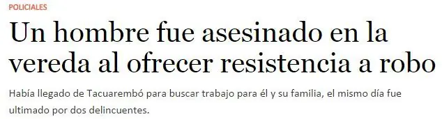 Uruguay - En malvin norte en la calle te rapiñan y te matan