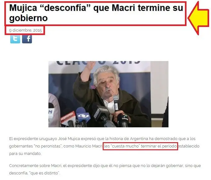 Mujica desconfía que Macri termine su gobierno