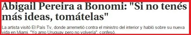 Uruguay - Abigail Pereira ministra del interior, bonomi out