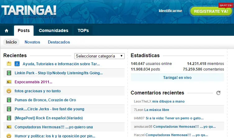 comienzos taringa