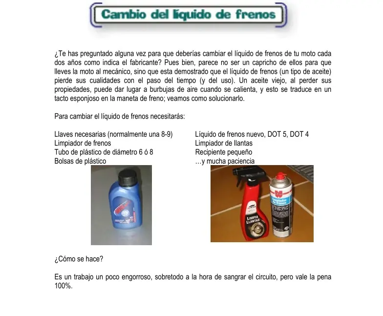 Cambiar liquido de freno a una moto con imagenes