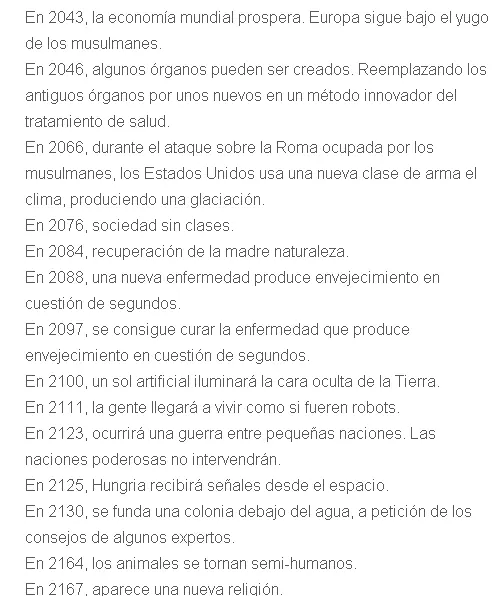 precdiciones del futuro