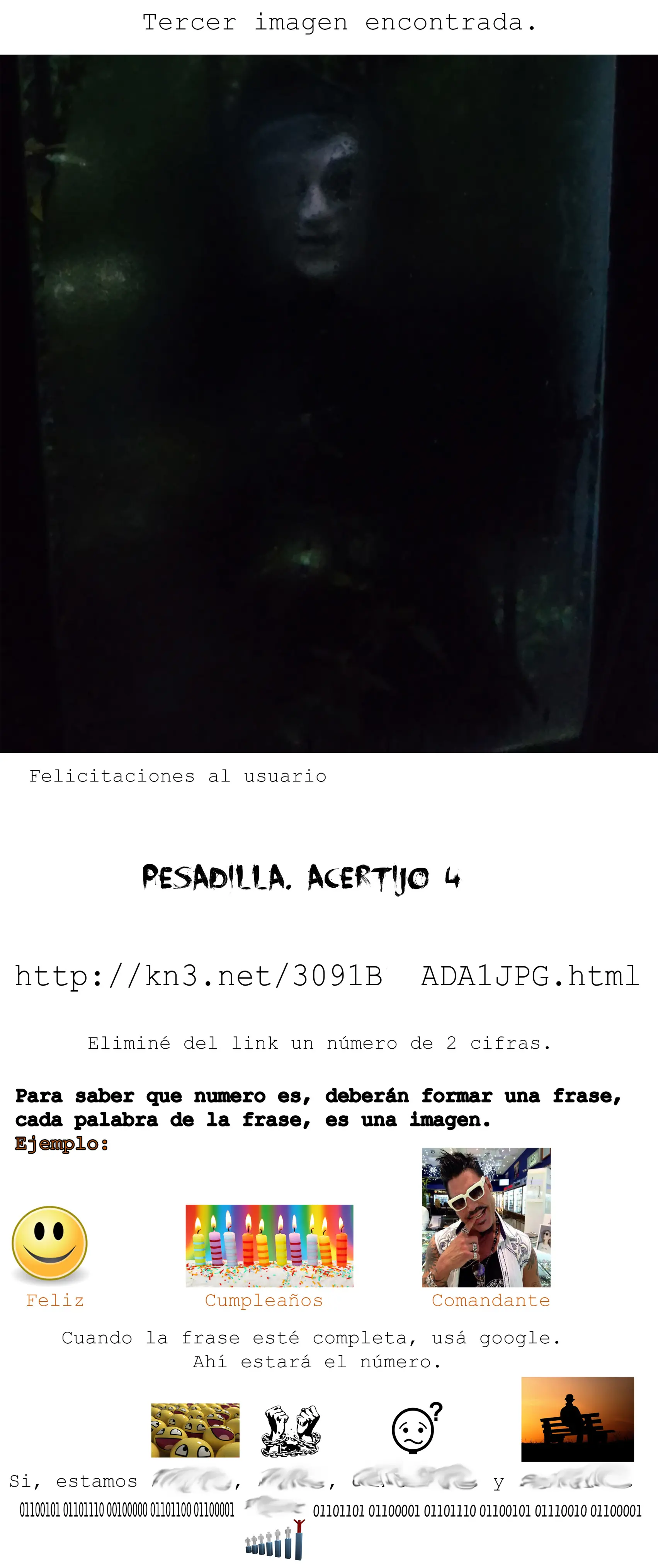 Pesadilla. Acertijo Nº4. [Tercer Noche]