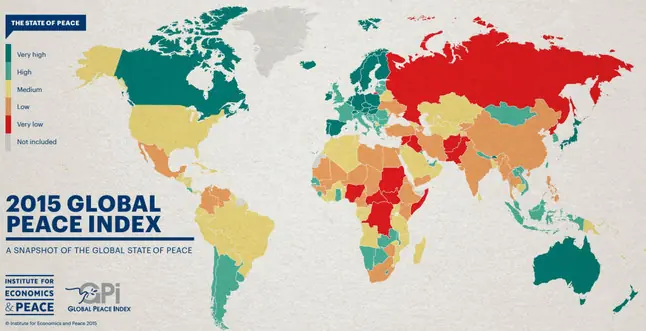 Este mapa muestra los países más peligrosos del mundo Este mapa muestra los países más peligrosos del mundo