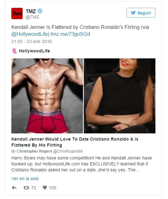 Neymar se adelanta a Cristiano en la "caza" de Kendall J.