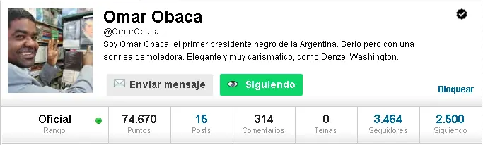 Obaca el taringuero y político del pueblo
