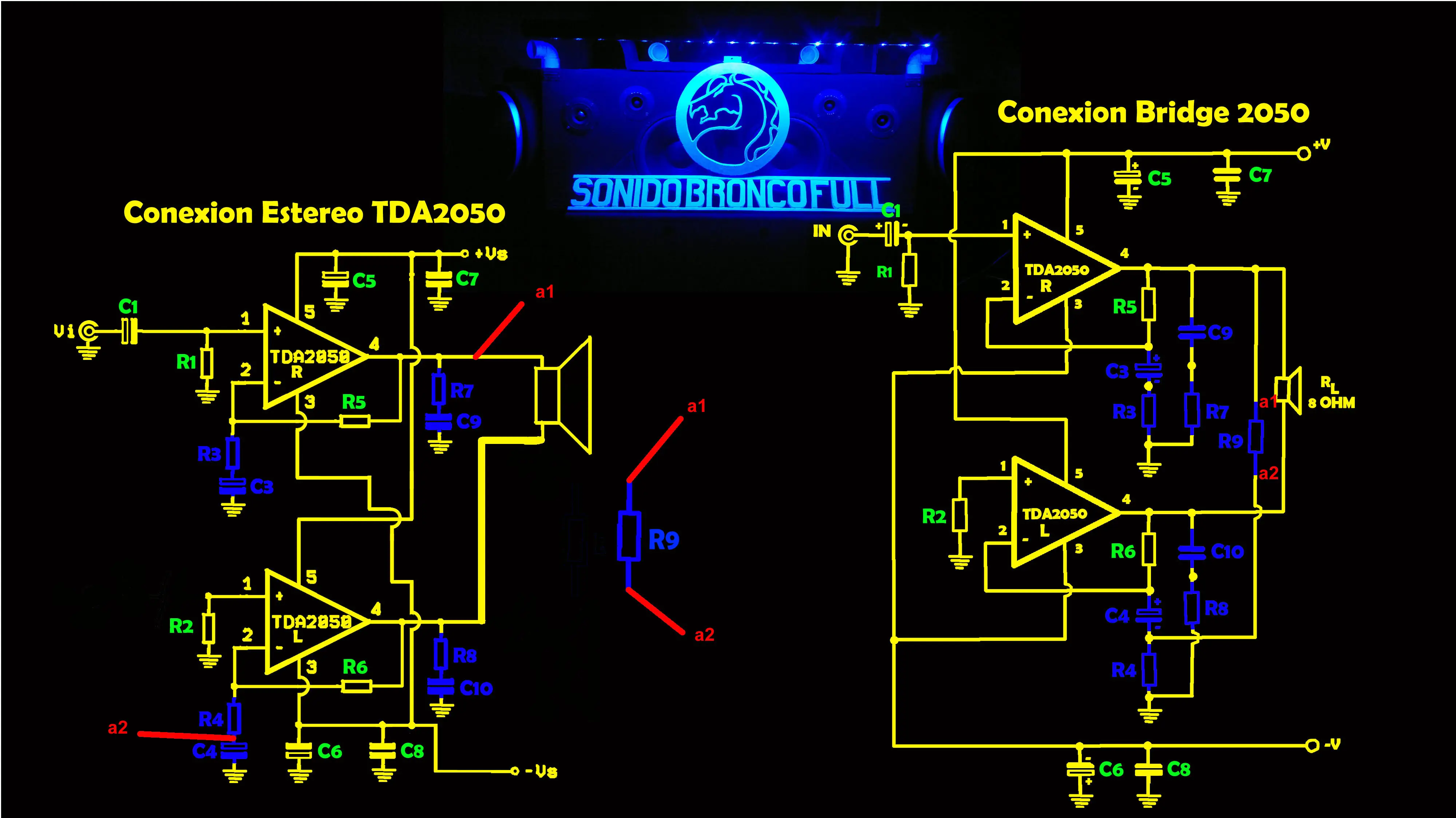 Como armar un Amplificador Bridge o Puente con TDA2050