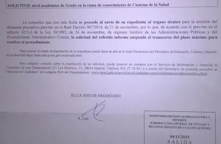 Homologación de título de médico para España