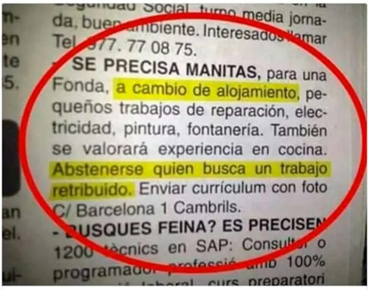 +5 por Las 15 peores ofertas de trabajo