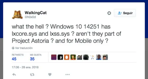 Encuentran archivos de Linux en Windows 10 Redstone