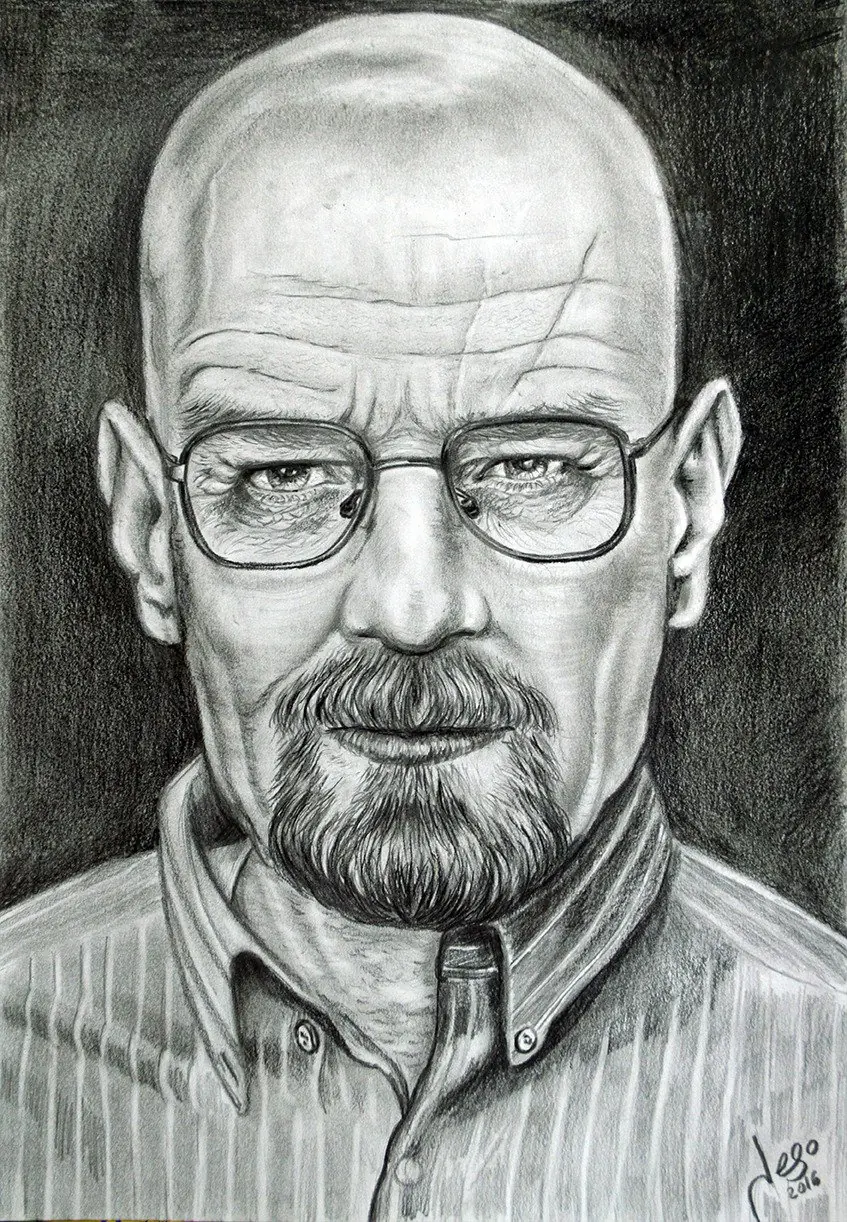 Retrato realista de Bryan Cranston por Jego