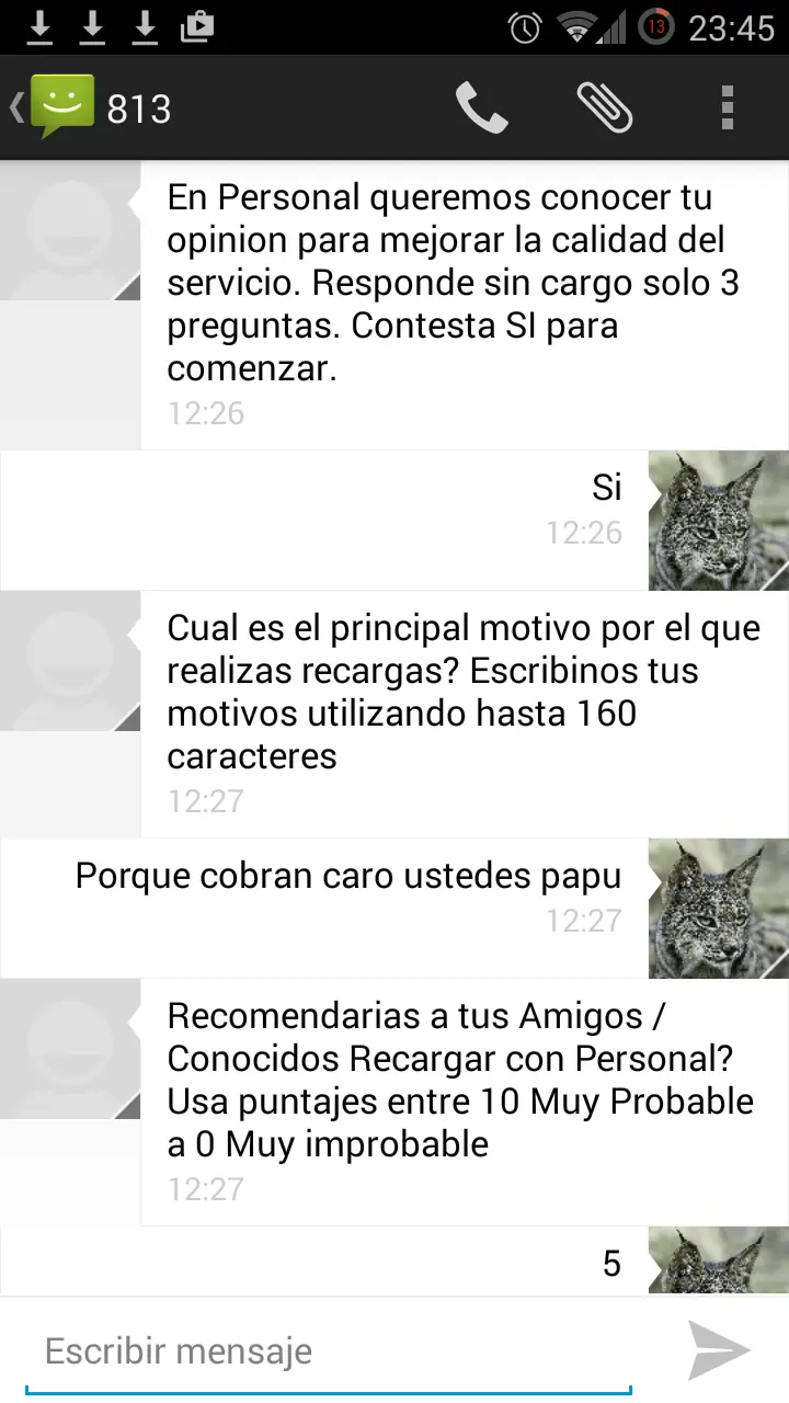 Personal me encuestó y contesté como un verdadero lince