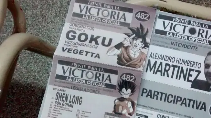 Boletas electorales de Dragon Ball Z. Tucuman=Vegetto