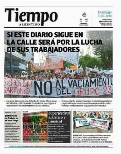Paro en Tiempo Argentino...