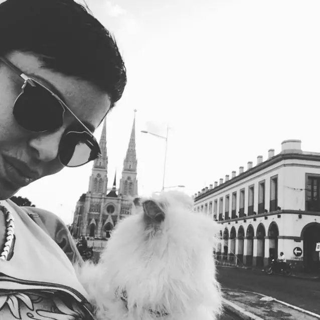 La Cardone embalsamó a su gato y lo llevó de viaje.
