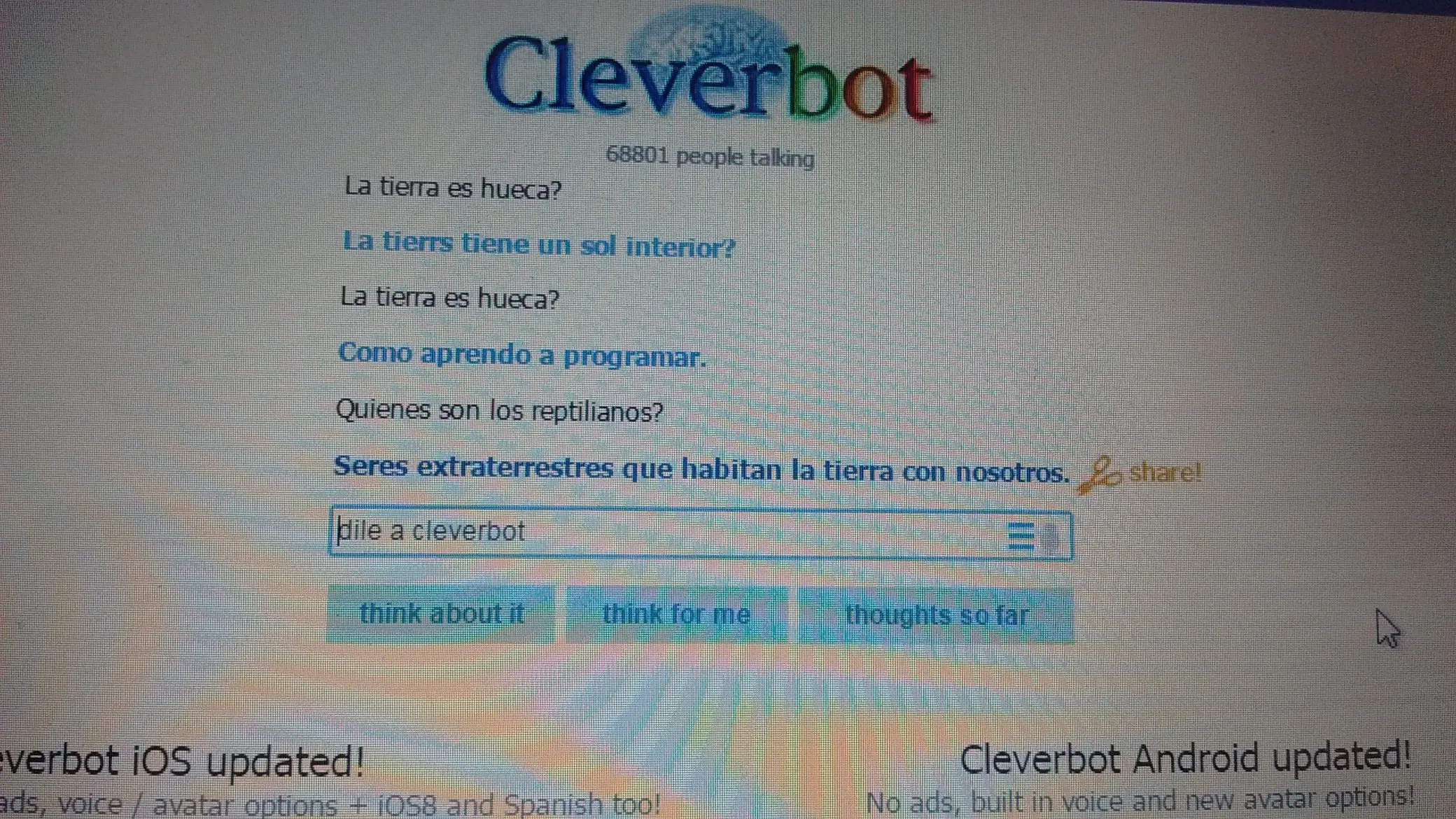Opinion de cleverbot sobre los reptilianos