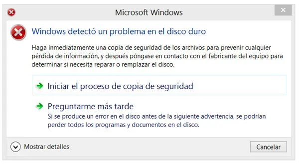 Mensajes de error S.M.A.R.T. de un disco duro en mal estado