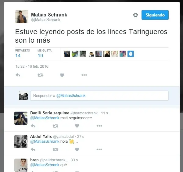 Matias Scrank estuvo leyendo post de T!