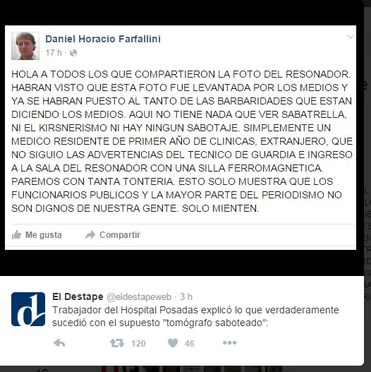 [Nos Mienten]Tomografo destruido por Militantes K en Posadas