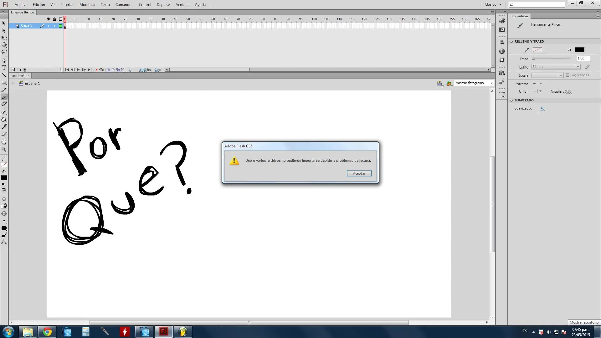 Problema al importar audio en Flash
