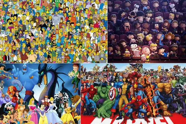 Posters que muestran todos los personajes de sus series